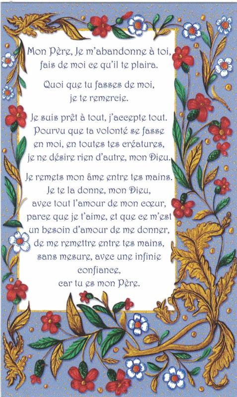 image avec la prière de Charles de Foudauld